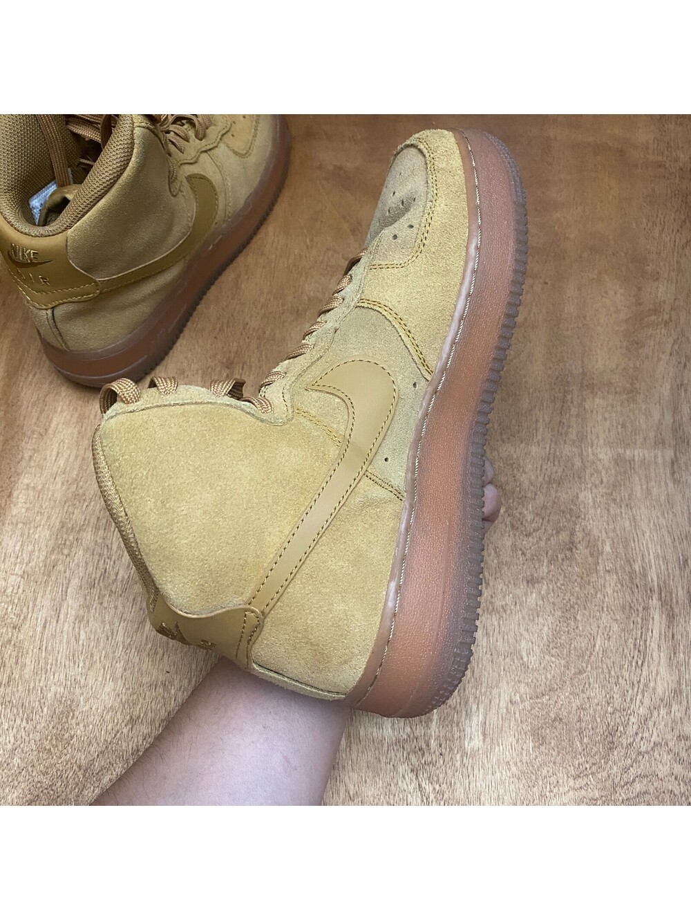 Nike Air Force 1 High LV8 Shoes Youth Sz 6.5 Y Wheat Tan Suede Gum CK0262-700 - Picture 14 of 15